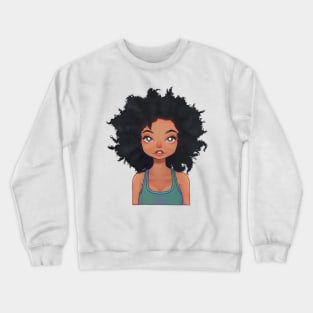 Green Eyed Afro Black Woman Crewneck Sweatshirt